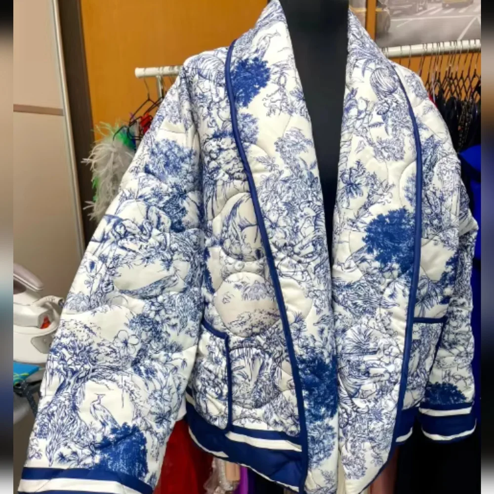 Flower Printed Jacket Casual Long Sleeve Cardigan Coat Autumn Winter Female Fash - Picture 4 of 5